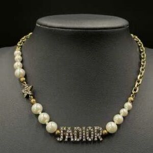 Authentic Christian Dior Metal Pearl Crystal J'Adior Choker Necklace Antique